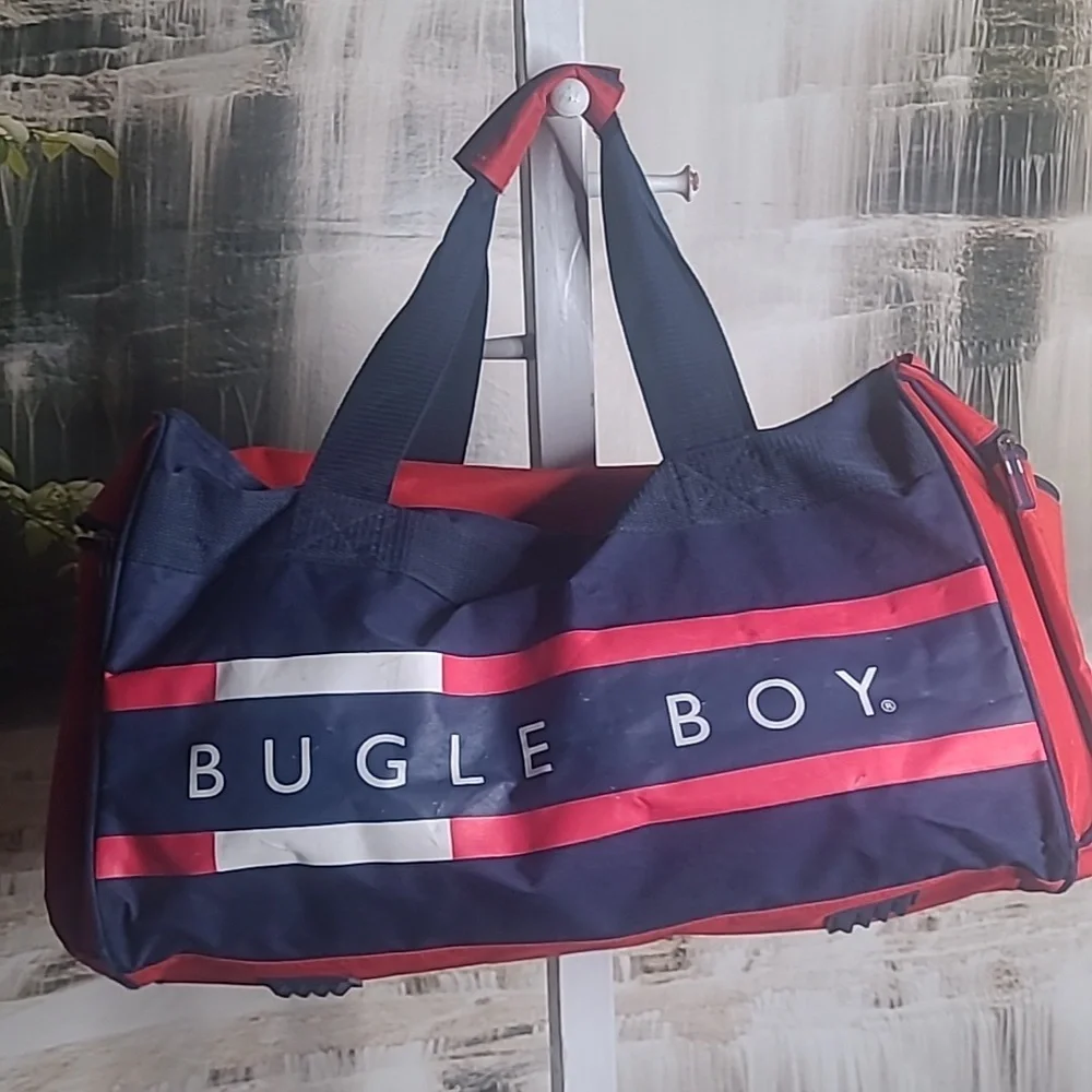 Bugle Boy Mens Retro red blue travel sporty Retro vintage duffle bag